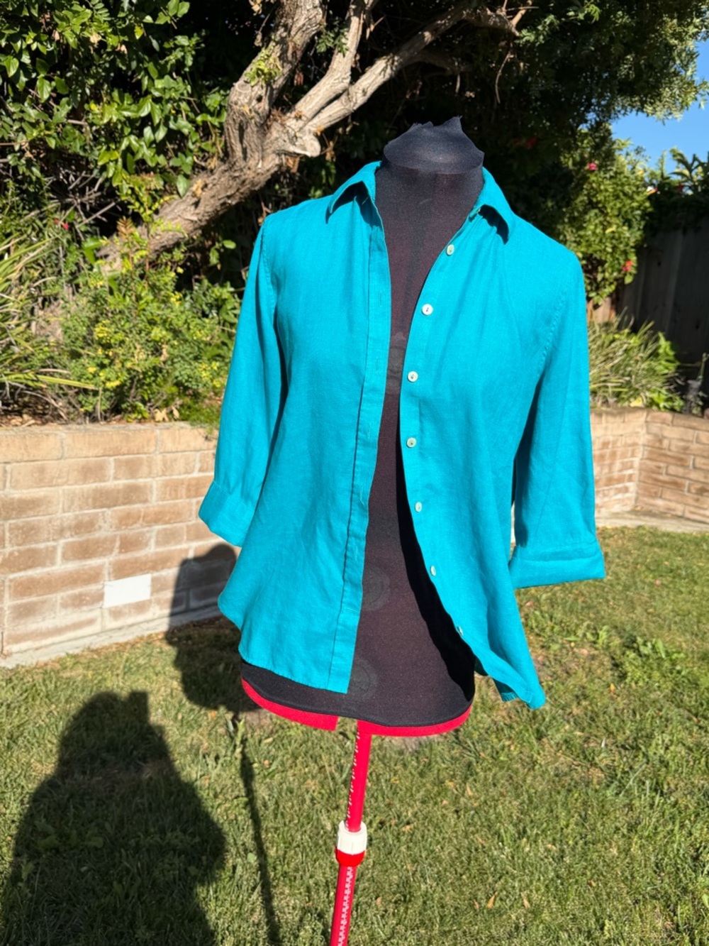 Chico's Teal 100% Linen, No-Iron Top
